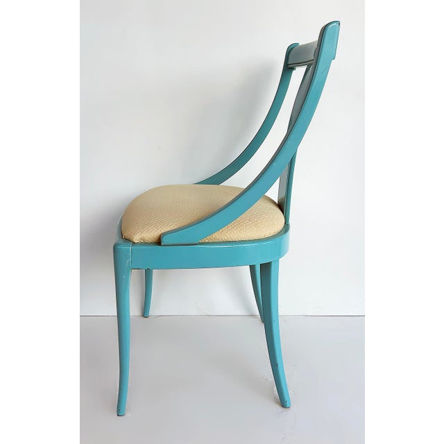 Turquoise Paco Capdell for Sillerias Alacuas Spanish Lacquered Chairs, 1990s, Set of 4 For Sale - Image 8 of 16