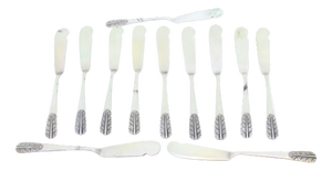 Silver Butter Knives with Embossed Handles, Set of 12