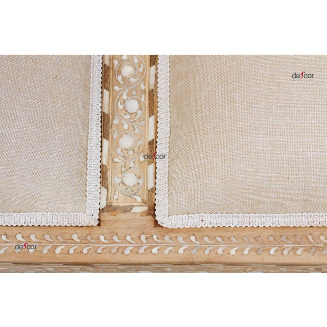 Wood Bleached Wood Anglo-Indian Inlay Chaise Bench For Sale - Image 7 of 12