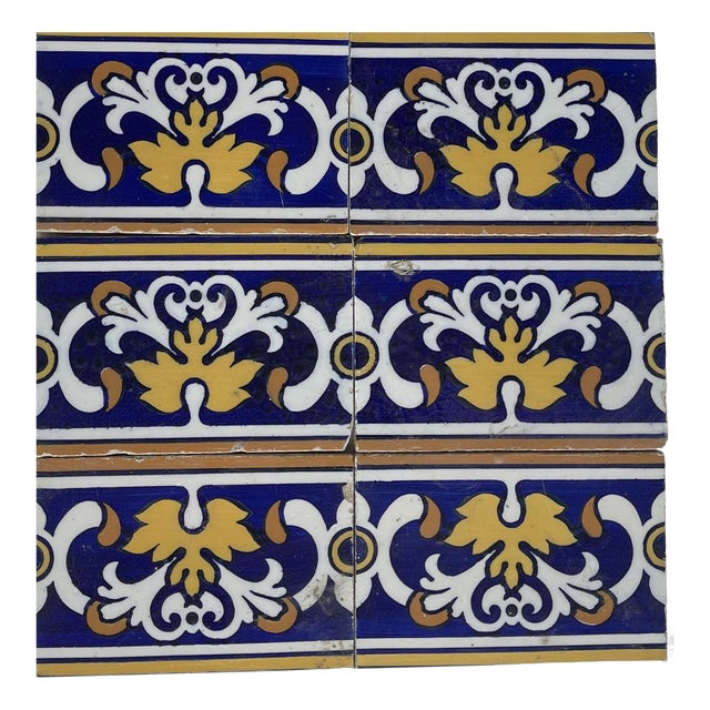 19th Century Earthenware Hundred and Eighteen Border Tiles, Set of 2 For Sale