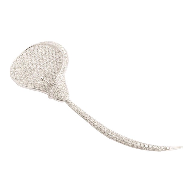 Diamond Calla Lilly Brooch 18 Kt. White Gold For Sale