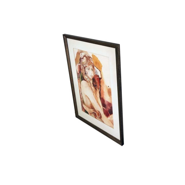 American Myra Sides Copus Original Watercolor Painting Portrait of a Girl For Sale - Image 3 of 12