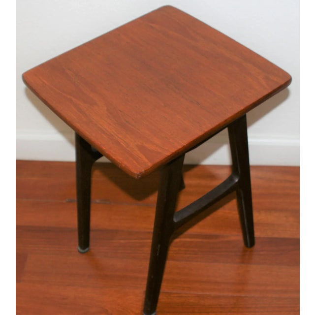 Mid Century Modern Small Square Two Tone Wood Accent Table For Sale - Image 4 of 8