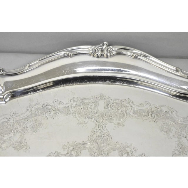 Gorham Antique Gorham Silver Plated Victorian Oval Butlers Serving Platter Bar Tray For Sale - Image 4 of 16