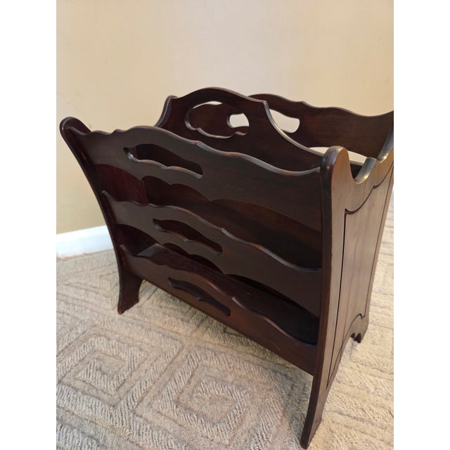Mid-Century Modern Vintage Wood Magazine Rack For Sale - Image 3 of 9