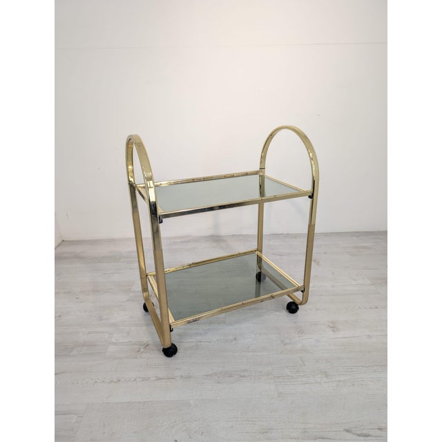 Hollywood Regency Italian Mobile Brass Bar, 1970s, in Very Good conditions. Designed 1970 to 1979