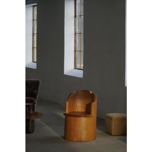 Brutalist Swedish Modern Wabi-Sabi Style Stump Chair in Pine, 1960s For Sale - Image 3 of 17