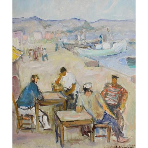 Alberto Chiancone, Sailors, 1960s, Oil on Canvas For Sale - Image 3 of 16