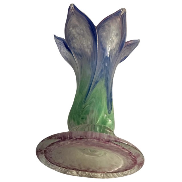 Vintage Art Glass Six Petal Vase For Sale - Image 4 of 11