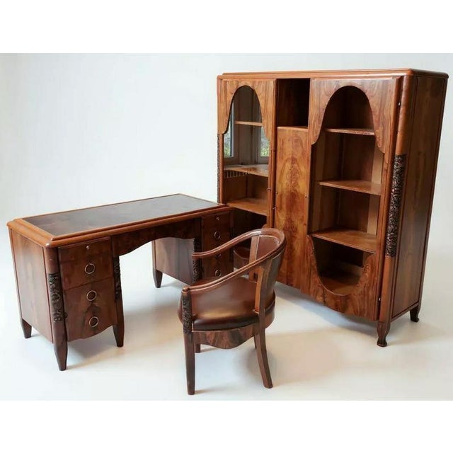 Art Deco Desk, Armchair and Bookcase, 1930s, Set of 3 For Sale - Image 9 of 9
