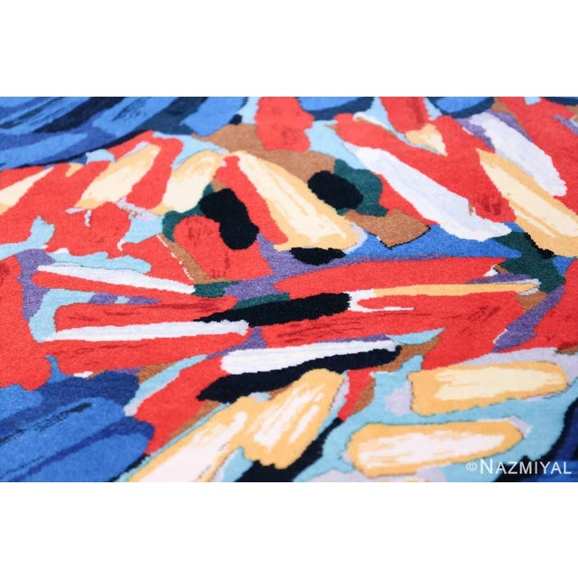 Mid-Century Modern Nazmiyal Collection Vintage Scandinavian Clown Cat Karel Appel Art Rug For Sale - Image 3 of 9