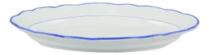 Early 20th Century Oval Serving Dish in White Porcelain with Blue Rim from Meissen, Germany