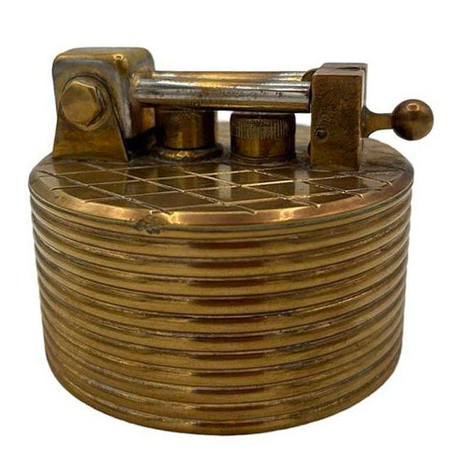 Metal Mid-Century "Brilux" for Dunhill Brass Lift-Arm Table Lighter, Switzerland For Sale - Image 7 of 11