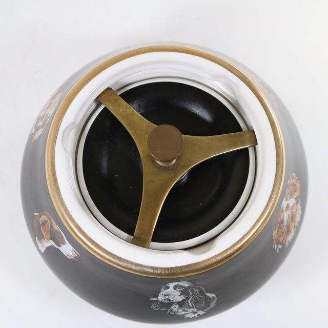 Vintage Mid-Century English Denby Cross Keys Sporting Dog Ceramic Tobacco Humidor Jar For Sale - Image 9 of 16