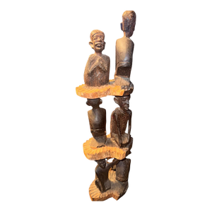 Mid 20th Century Hand-Carved 3-Tiered Yoruba Tribal Sculpture - Nigeria, West Africa Folk Art