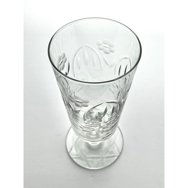 1950s Vintage Set of 8 Etched Flower Iced Tea Glasses For Sale - Image 4 of 7