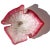 Beautiful vintage Murano hand blown white, with dark pink and copper Italian art glass leaf shaped bowl. The bowl has 3...