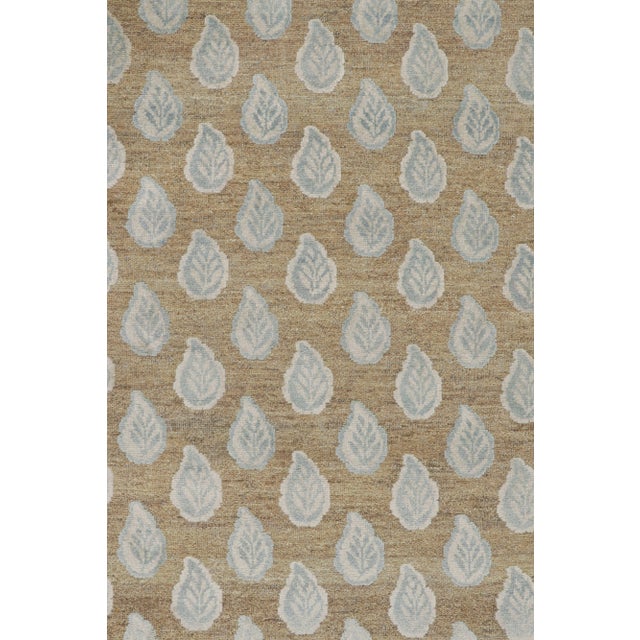 Rug & Kilim’s Modern Block Print Rug in Beige with White and Blue Floral Pattern - 4x6 For Sale In New York - Image 6 of 7