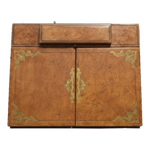 English Victorian Antique Leather Writing Box