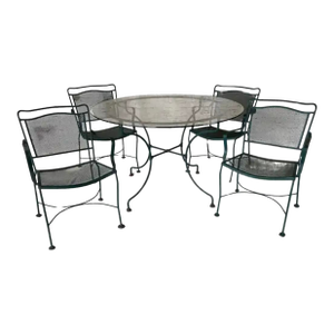 Wrought Iron Patio Table and Four Chairs, a Five Piece Set