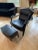Mid-Century Modern Pace Collection Style Mid Century Modern Black Leather Chair & Ottoman Set For Sale - Image 3 of 4