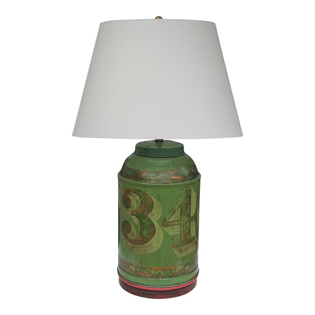 Late 19th Century Tole Tea Canister Table Lamp For Sale