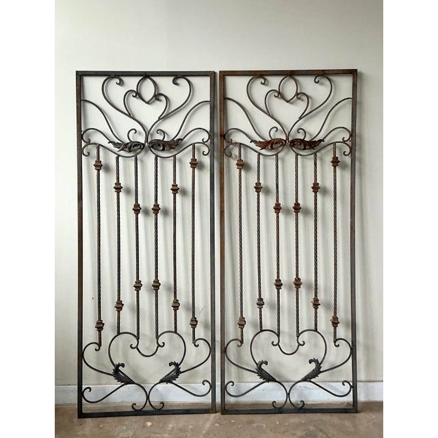 Black Vintage Regency Wrought Iron Panels - A Pair For Sale - Image 8 of 10
