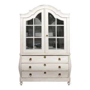 Swedish Rococo Style 19th Century Painted Wood Vitrine Cabinet with Glass Doors