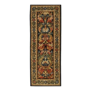 3x8 Blue Hand-Knotted Wool Baroque Floral Cascade Classic Traditional Carpet Rug For Sale