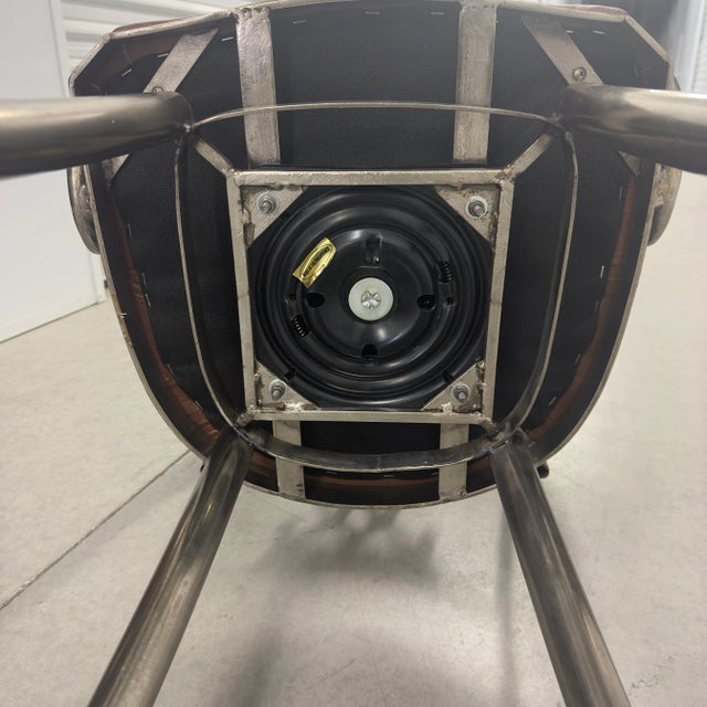 Chrome Swivel Seat Leather Wrapped & Hand-Forged Iron Rustic Modern Counter Height Bar Stools- Set of 4 For Sale - Image 12 of 12