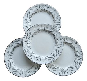 Vintage Earthenware Dinner Plates with Black Polka Dot Pattern from Gien, 1990s, Set of 4