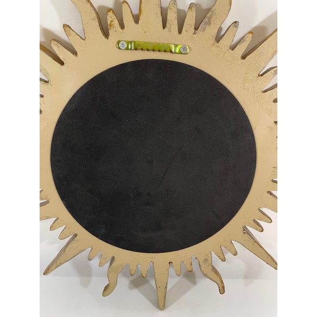 1960s French Style 17.25" Gilded Sunburst Wall Mirror For Sale - Image 11 of 18