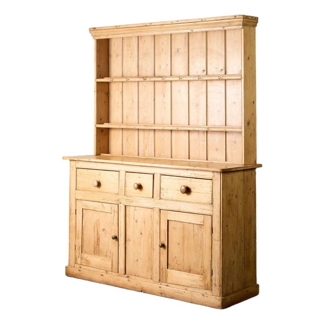 19th Century English Victorian Pine Dresser Base With Topper For Sale