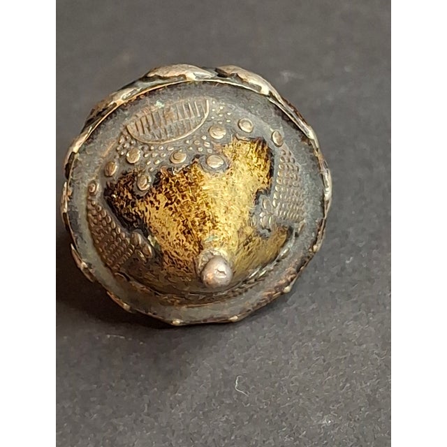 Antique Spinning Top Dreidel, Gilt Silver Filigree, Central Asian Decorative Toy For Sale - Image 9 of 14
