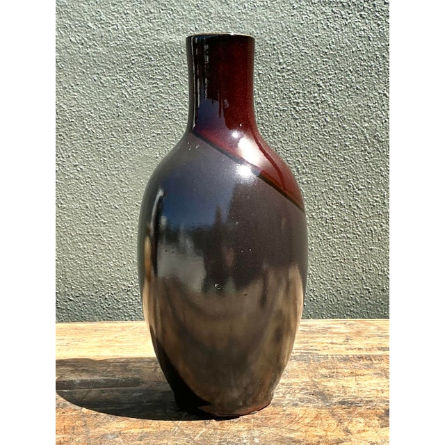 Vintage Two Tine Pottery Vase For Sale - Image 4 of 12
