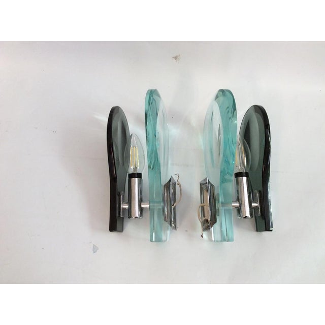 Metal Cut Crystal Wall Lamps attributed to Fontana Arte, Italy, 1960s, Set of 2 For Sale - Image 7 of 18