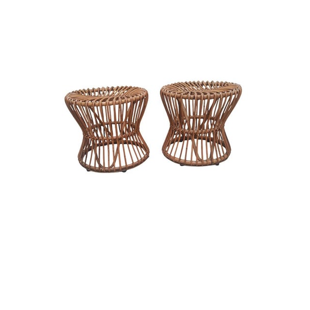 Rattan Stools, Italy, 1970s, Set of 2, in Flawless conditions. Designed 1970 to 1979