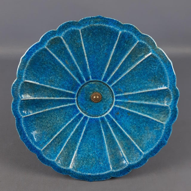 Vintage Turquoise Majolica Centerpiece Stand, 1950s For Sale - Image 6 of 14