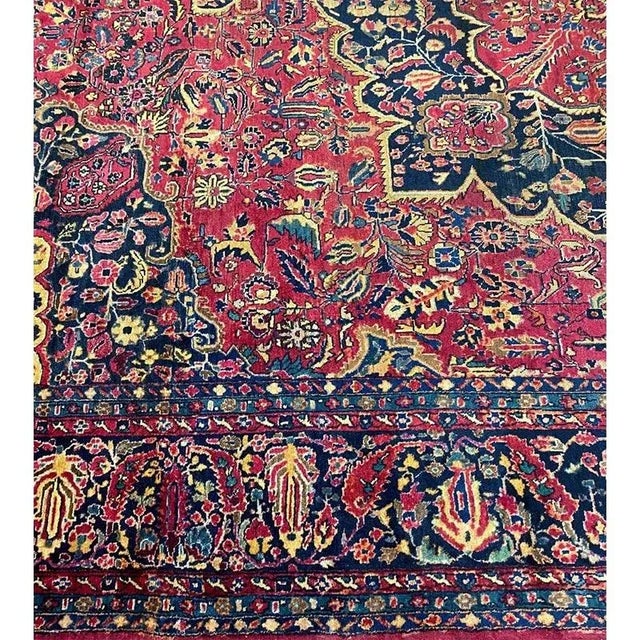 Red 1920s Antique Persian Sarouk Area Rug 11’9″ X 16’4″ For Sale - Image 8 of 13