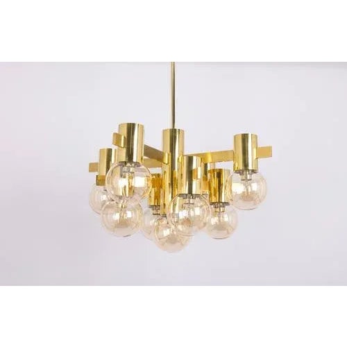 Large German Brass Chandelier, 1960s For Sale - Image 6 of 13