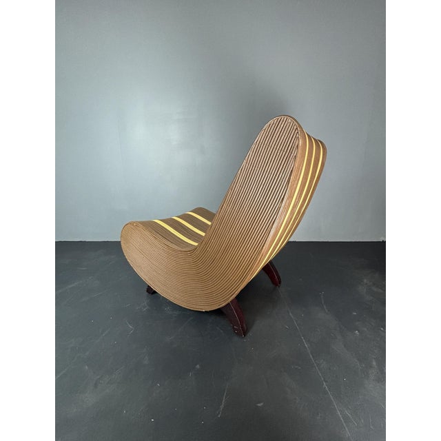 Curvy Wavy Pencil Reed Rattan and Bamboo Lounge Chair, 1970s For Sale - Image 12 of 18