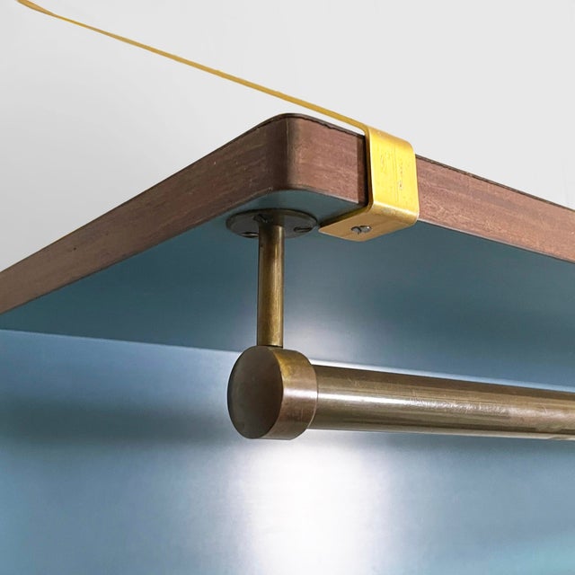 Mid-Century Modern Italian Wood and Metal Wall Coat Rack with Hat Rack, 1960s For Sale - Image 6 of 16