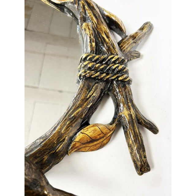 Wood Decorative Mirror with Wooden Branches and Birds, France, 1970 For Sale - Image 7 of 11