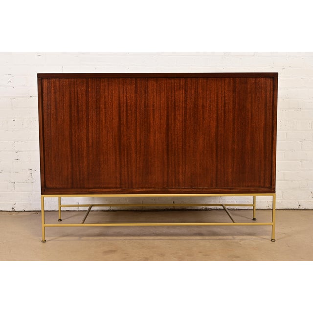 1950s Paul McCobb Irwin Collection Mahogany and Brass Sideboard, Credenza, or Bar Cabinet, Newly Refinished For Sale - Image 15 of 16