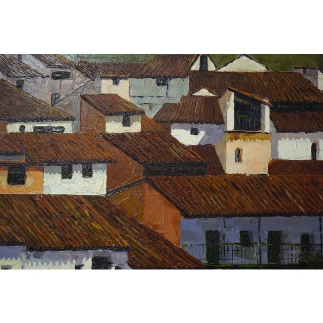 Maison Artist Signed Mediterranean Oil Painting on Canvas For Sale - Image 9 of 11