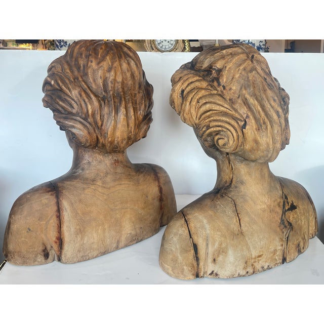 Pair Large Hand Carved Wood Figureheads, Italy For Sale - Image 13 of 13