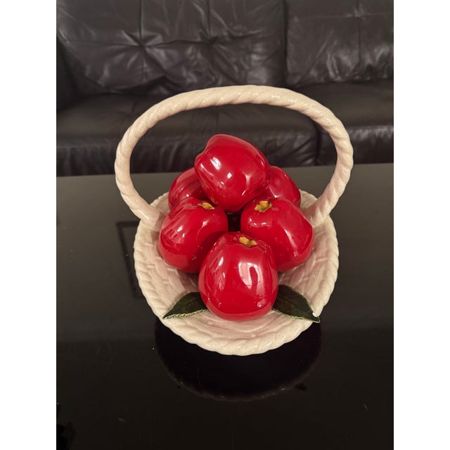 Apple Basket ceramic glazed Signed On Bottom Made In Italy 10x9 Overall, the pieces in good condition there are some small...