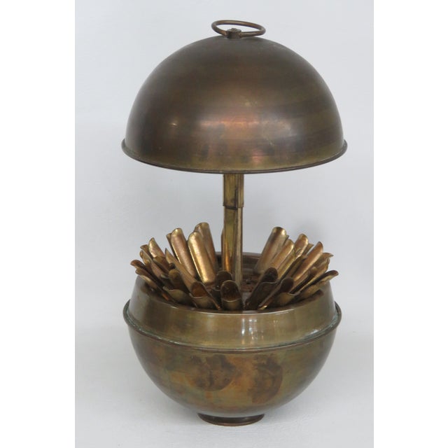 Mid-Century Modern Argentina Brass Globe Sphere Cigarette Holder Dispenser 4682b For Sale - Image 3 of 16
