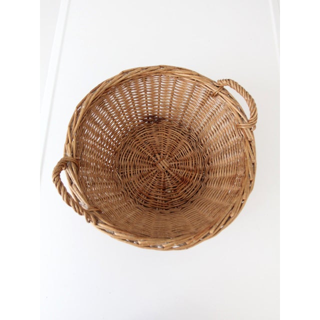 Vintage Wicker Gathering Basket With Handles For Sale - Image 13 of 13
