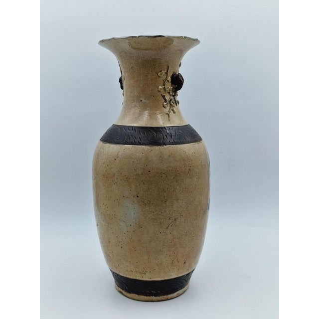 Antique Chinese Nanjing White and Blue Crackleware Vase, Late 19th Century For Sale - Image 5 of 18